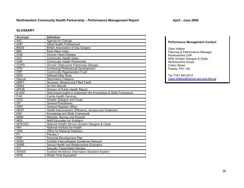 CHP Performance Report - April - June 2008 - NHS Greater ...