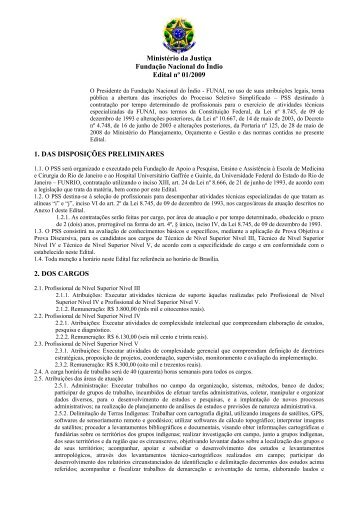 MinistÃƒÂ©rio da JustiÃƒÂ§a FundaÃƒÂ§ÃƒÂ£o Nacional do ÃƒÂndio Edital nÃ‚Âº ... - Funai