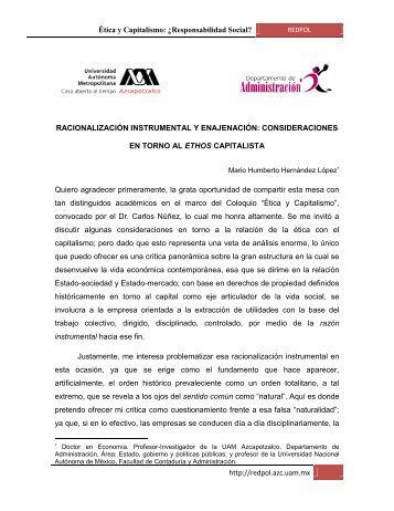 consideraciones en torno al ethos capitalista - UAM