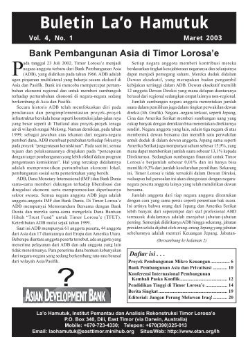 bulletin V04 N01 Indonesian - La'o Hamutuk