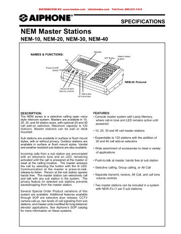 AIPHONE NEM Intercom MasterS NEM-10 NEM-20 NEM-30 NEM-40