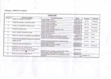 Indicatori executie buget trimestrul IV 2011 - Primaria Craiova