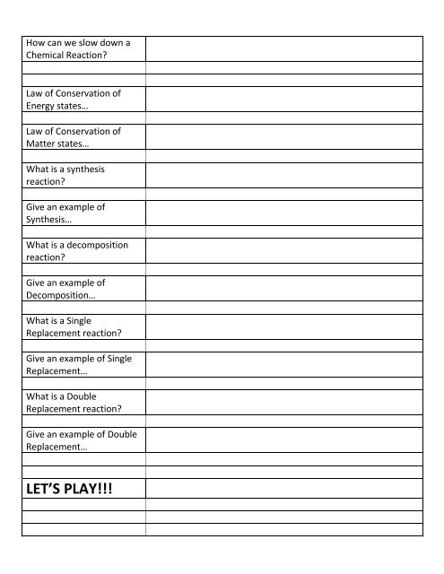 Romantic Reactions (Types of Chemical Reactions) - Cobb Learning