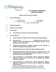 City Council (Wkshps at 300pm on 2nd Tuesday ... - City of Meridian