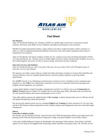 Fact Sheet - Atlas Air, Inc.