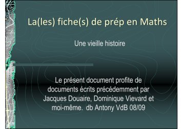 De la fiche de prep