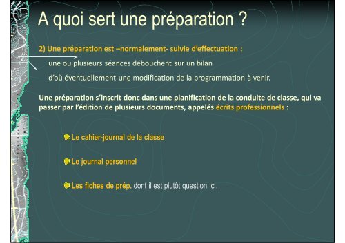 De la fiche de prep