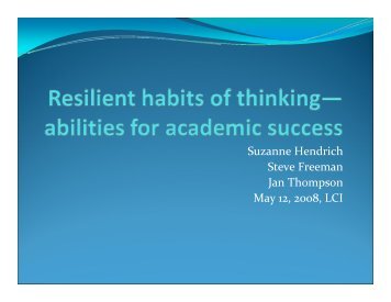 Resilient Habits of Thinking - Learning Communities