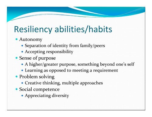 Resilient Habits of Thinking - Learning Communities