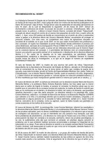 RECOMENDACIÓN No. 39/2007* La Visitaduría General ... - codhem