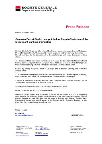 Press Release - Societe Generale