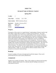 SPED 7730 Advanced Topics in Behavior Analysis Spring 2011 ...