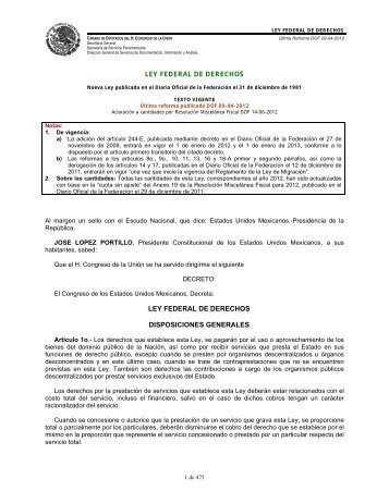 Ley Federal de Derechos - Normateca SEP - SecretarÃ­a de ...