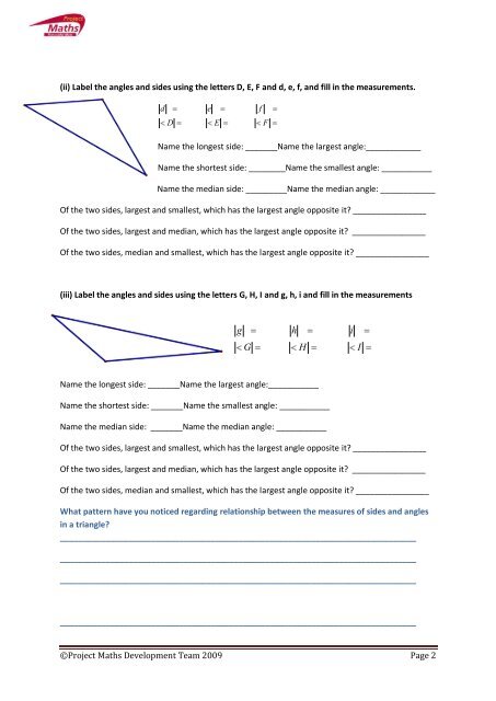 Student Activities for Theorem 7 The angle opposite ... - Project Maths