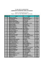 Caballos Nuevos Participantes - Club Hipico Argentino