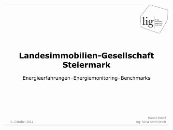 LIG Steiermark: Energieerfahrungen–Energiemonitoring–Benchmarks