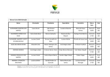 Bancas Curso AdministraÃ§Ã£o Nome Orientador Presidente ... - Feevale