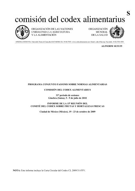 joint fao/who food standards programme - CODEX Alimentarius