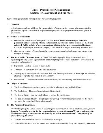 Chapter 1: Principles of Government