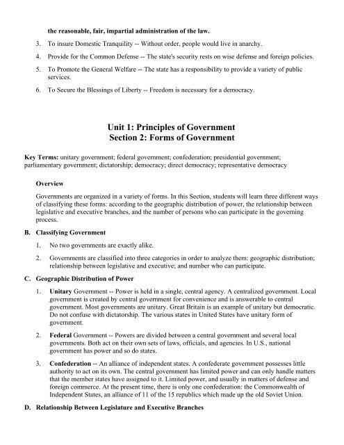 Chapter 1: Principles of Government