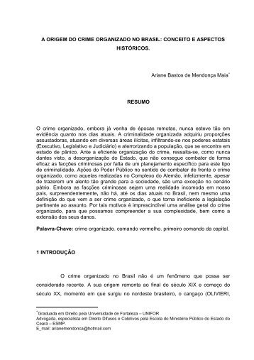 a origem do crime organizado no brasil: conceito e aspectos histÃ³ricos