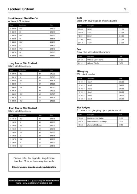 Supplies Catalogue 2010 - 2011 - The Boys' Brigade