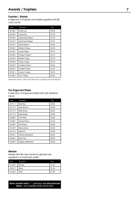 Supplies Catalogue 2010 - 2011 - The Boys' Brigade