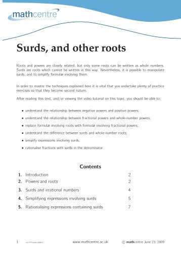 Surds, and other roots - Math Centre