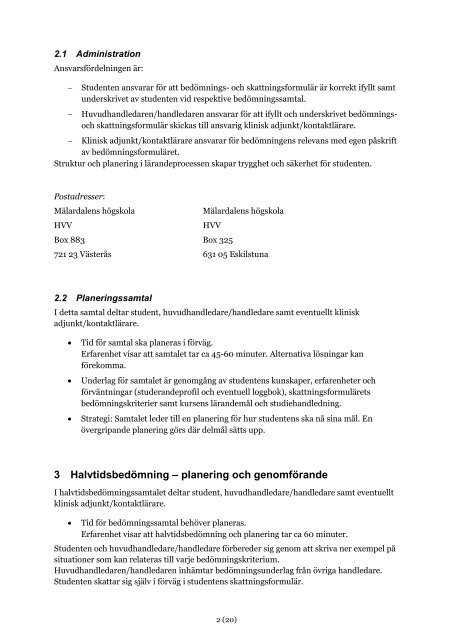 Bedömningsinstrument Mälardalsmodellen - Mälardalens högskola