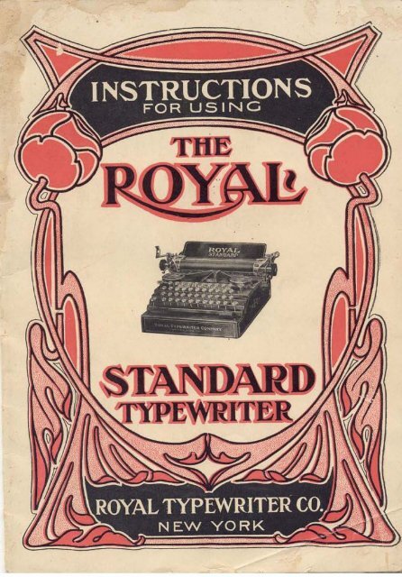 ROYAL STANDARD TYPEWRITER INSTRUCTION BOOKLET