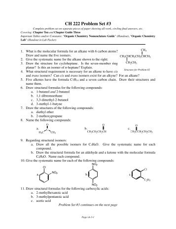 CH 222 Problem Set #3