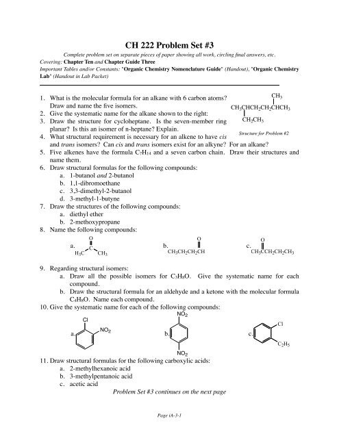 CH 222 Problem Set #3