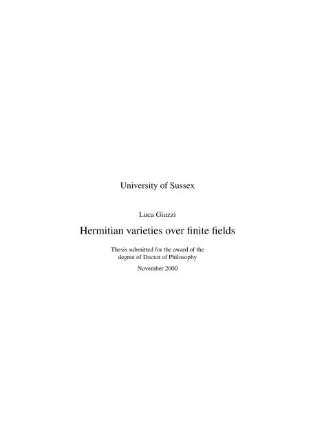 Hermitian varieties over finite fields - Matematica