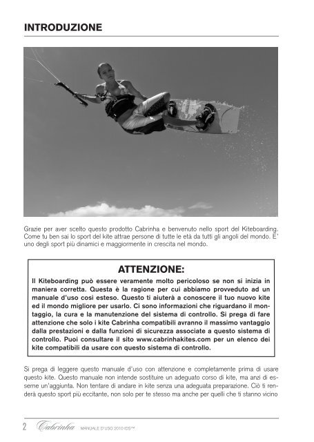 MANUALE D'USO DEI KITE E DEI SISTEMI DI ... - Cabrinha