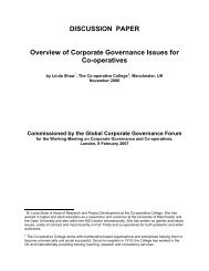 Overview of Corporate Governance Issues for Co-operatives - IFC