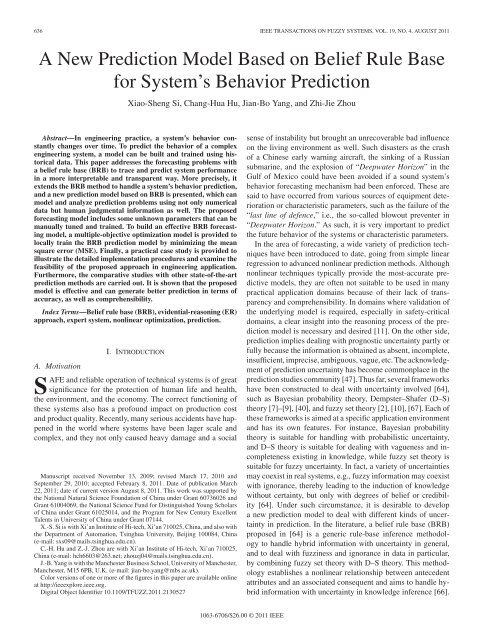 A New Prediction Model Based on Belief Rule Base for System's ...