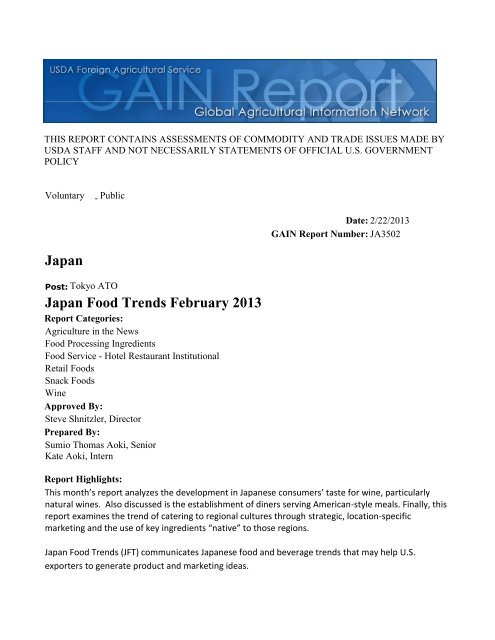 Japan Food Trends February 2013 Japan - GAIN