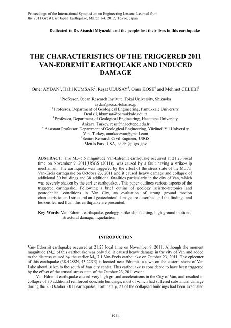 The Characteristics of the Triggered 2011 Van-Edremit Earthquake ...