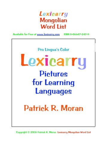 Pictures for Learning Languages Patrick R. Moran - Lexicarry