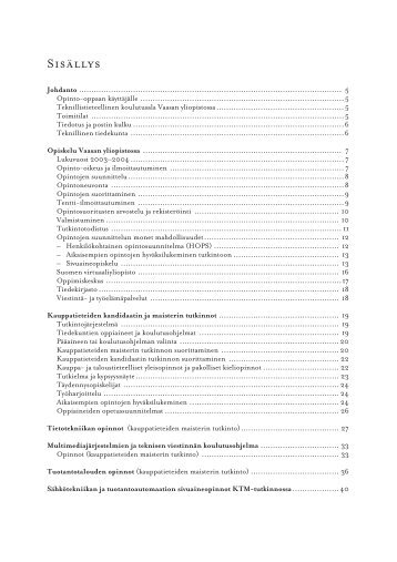 Teknillisen tiedekunnan opinto-opas 2003-2004 - University of Vaasa