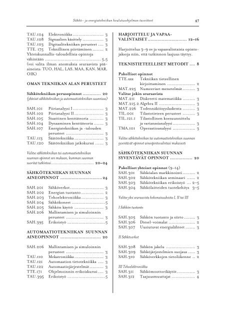 Teknillisen tiedekunnan opinto-opas 2003-2004 - University of Vaasa