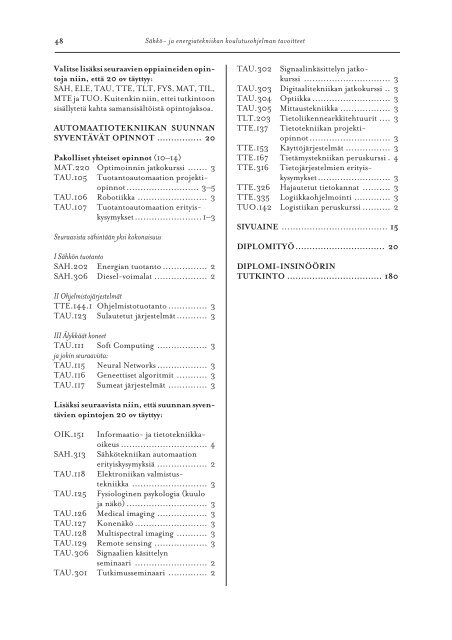 Teknillisen tiedekunnan opinto-opas 2003-2004 - University of Vaasa