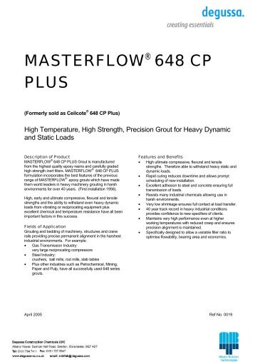 MASTERFLOWÂ® 648 CP PLUS - Arcon Supplies