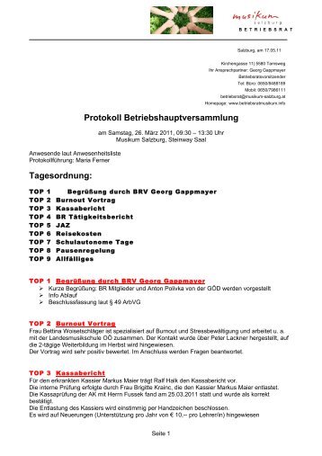 Protokoll BR Hauptversammlung - Betriebsratmusikum.info