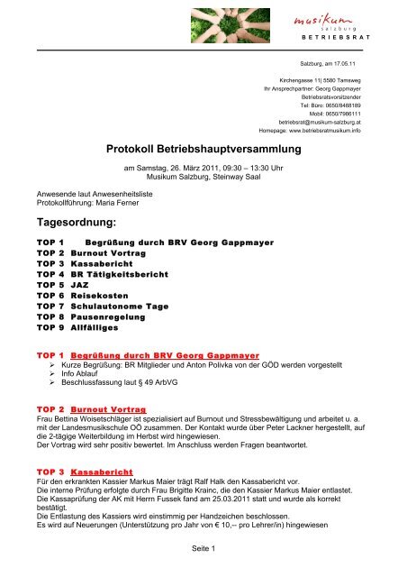 Protokoll BR Hauptversammlung - Betriebsratmusikum.info