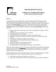 JOB DESCRIPTION MANUAL Guidelines for ... - Aurora University