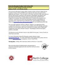 Curriculum Managers - Perth College - UHI Millennium Institute