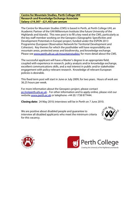 Curriculum Managers - Perth College - UHI Millennium Institute