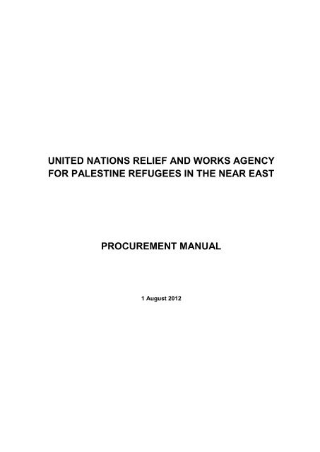 Procurement Manual - Unrwa