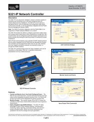 S321-IP Network Controller Catalog Page - Johnson Controls ...